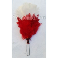 Red - White Uniform Hats Feather Hackle / Plums