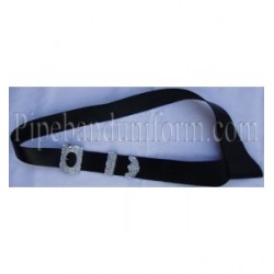 Black Leather Piper Cross Belt with Silver Buckles