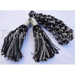 Silver and Black Pipe Band Highland Bagpipe Drone Silk Cord