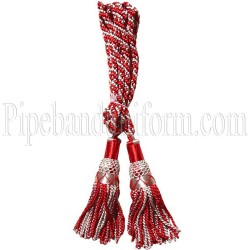 Red and White Pipe Band Highland Bagpipe Drone Silk Cord