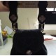 Plain Black Leather Sporran Hanger - With Custom Badge