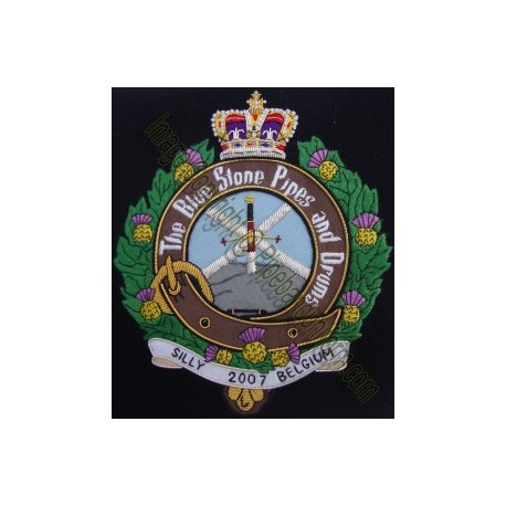 The Blue Stone Pipes & Drums Embroidery Cap Badge