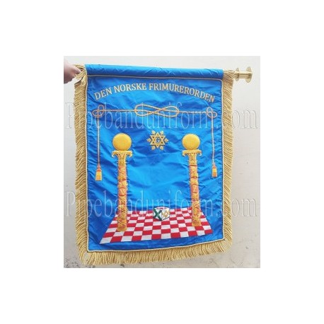 Sky Blue Hand Embroidered Custom Banner - Den Norske Frimurerorden