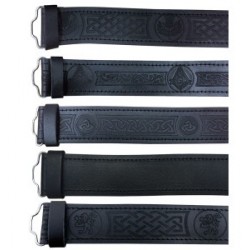 Black Embossed Leather Pipers Drummers Waist Belt