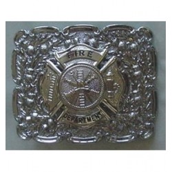 Maltese Cross Waist Belt Buckle with Firefighter Dept. Badge