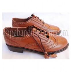 Brown Leather Pipers Drummers Ghillie Brogue Shoes