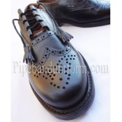 Piper Drummer Black Leather Ghillie Brogue Shoes
