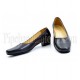 Plain Black Leather Female Court Shoes