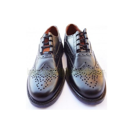 Black Leather Pipe Band Ghillie Brogue Shoes