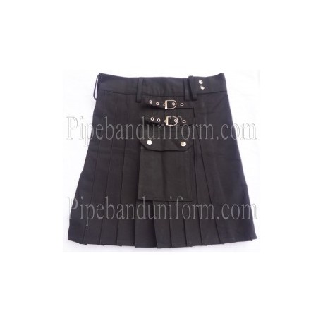 Short Cotton Kilt in Black