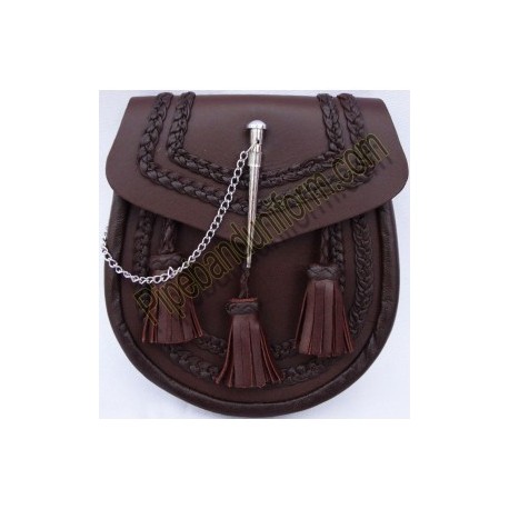 Pipe Band Semi Dress Brown Leather Sporran