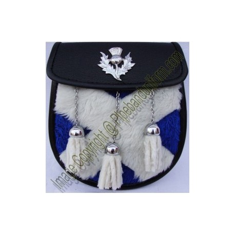 Pipe Band Fur Sporran with Thistle Badge