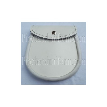 Pipe Band Plain White Leather Sporran