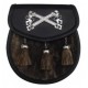 Scottish Cross Pipe Band Black Leather Sporran