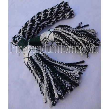 Green and White Pipe Band Highland Bagpipe Drone Silk Cord