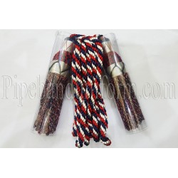 Red, White & Blue Pipe Band Highland Bagpipe Drone Silk Cord